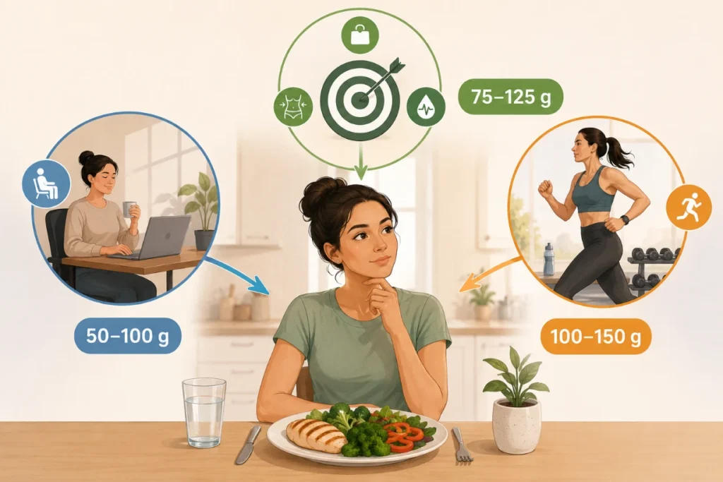 A person decides their daily carbohydrate intake based on their activity level and goals.